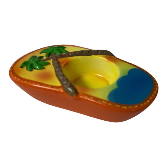Tropical Flip Flop Palm Tree Tealight Candle Holder – Beach Theme Decor – 5x3 - Picture 2 of 4